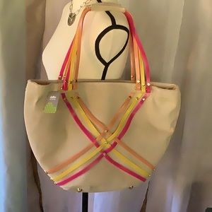 NWT CROCS Linen Tote Bag. Croc material trim and handle.